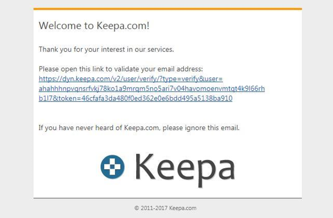 Keepaの確認メール画像